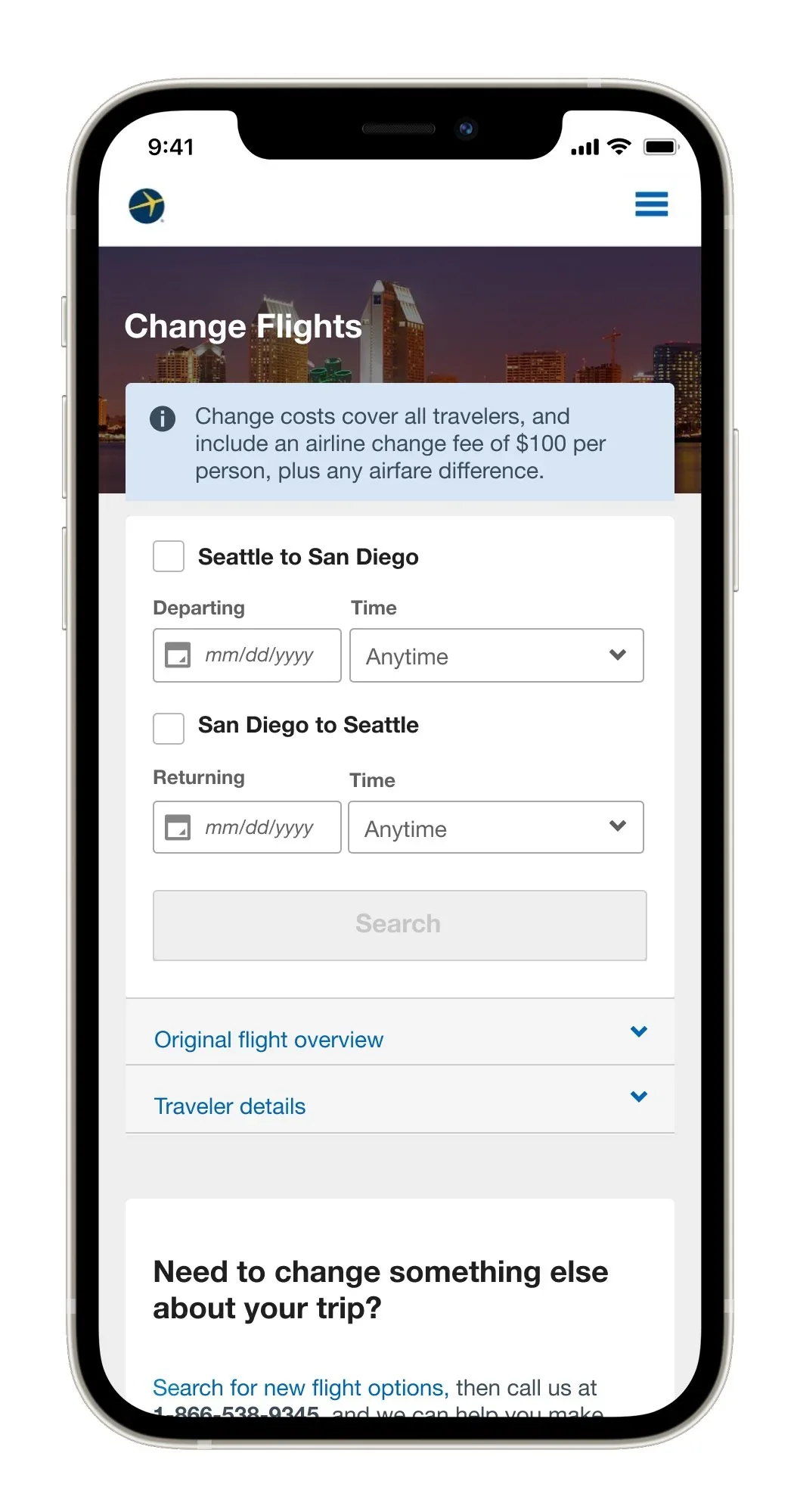 Iteration 2 — the same policy note carried over a destination hero image
