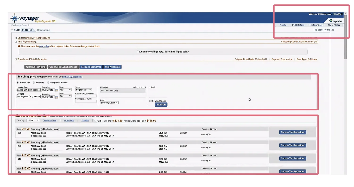 The fragmented agent workflow before redesign, annotated across the legacy Voyager screen