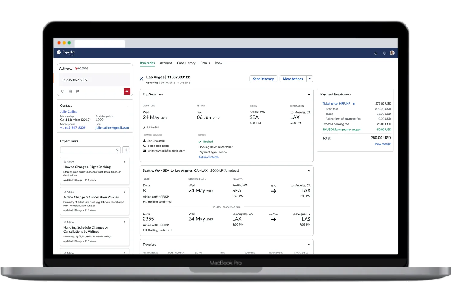 Interactive prototype of the end-to-end flight-change flow