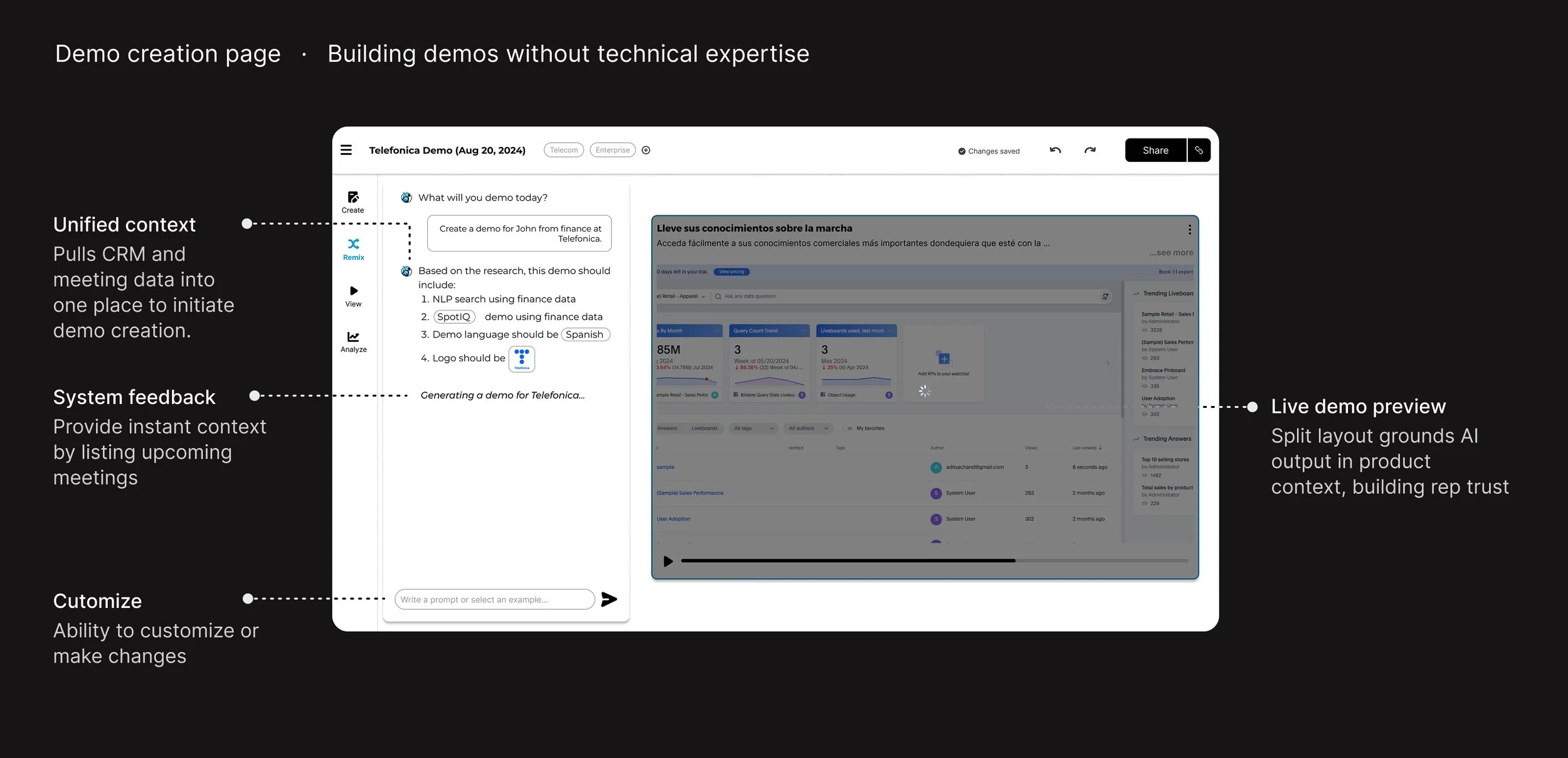 Iteration 1 — the demo management view
