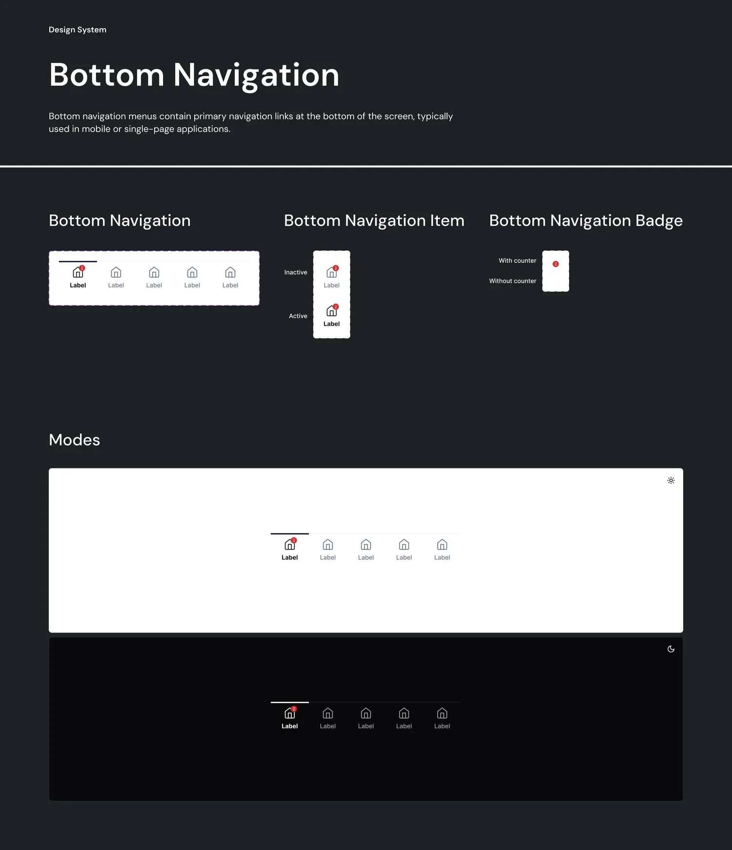 The Service Pro design system — bottom navigation component documentation
